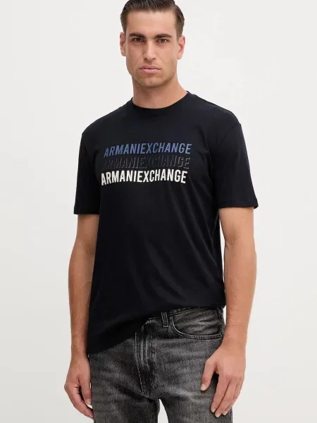 Тениска Armani Exchange с апликация тъмносиньо