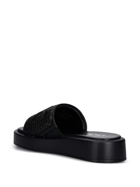 Sandale Dkny fără toc cu autograf negru