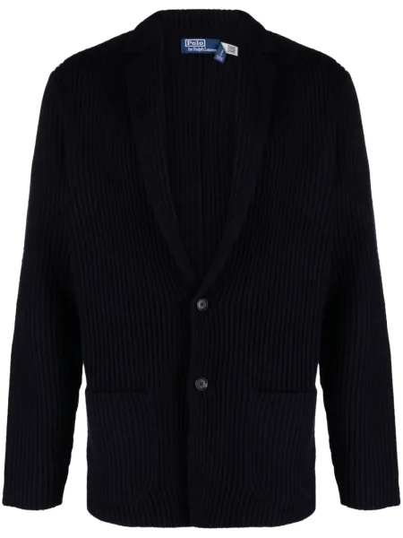 Вълнена риза Polo Ralph Lauren бродирана с кръгло деколте синьо