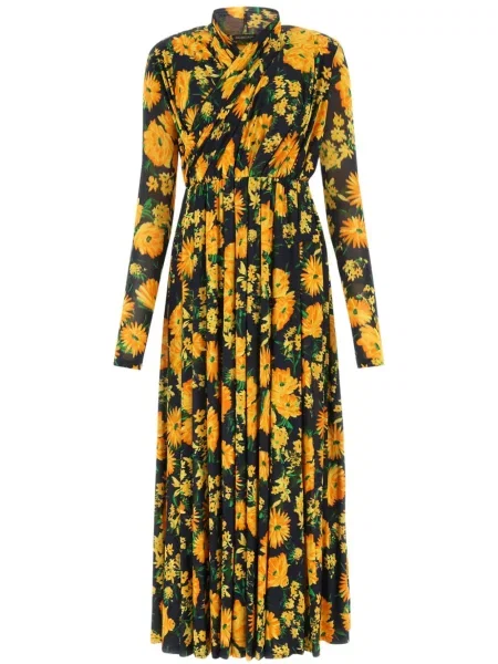 Rochie maxi Balenciaga cu model floral cu imagine de costum galben