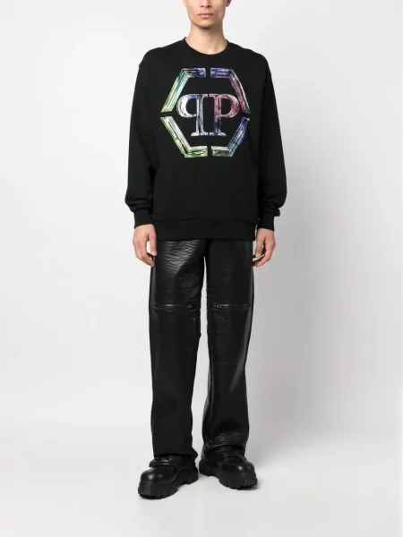 Raštuotas ilgas džemperis Philipp Plein juoda