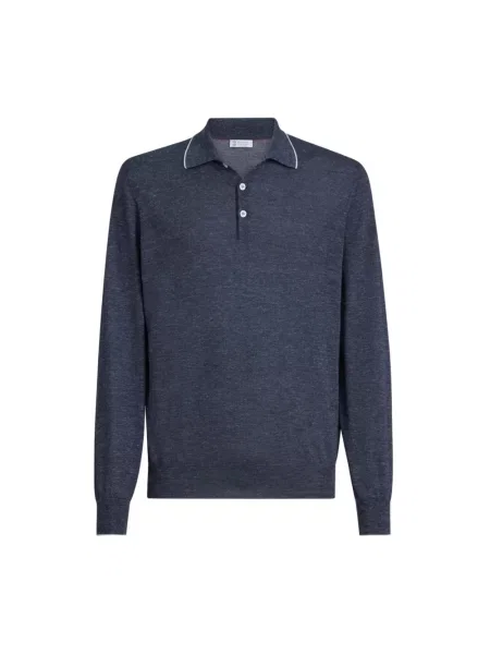 Lekka koszulka polo Brunello Cucinelli niebieska