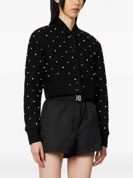 Geacă bomber Givenchy cu perle din satin negru