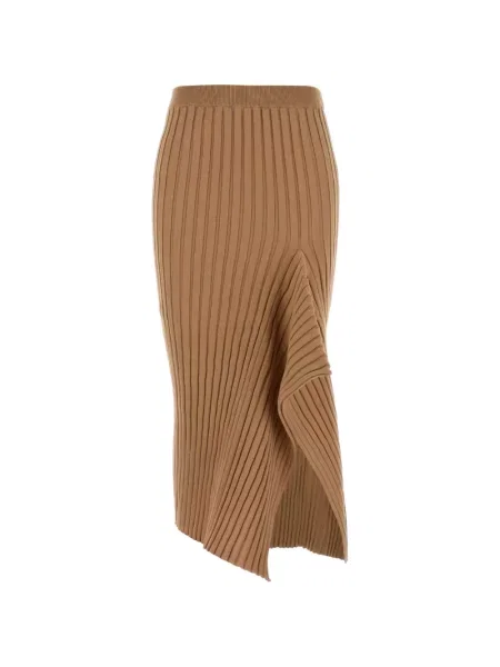 Dzianinowa spódnica midi Stella Mccartney asymetryczna do kolan brązowa