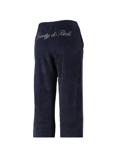 Pantaloni Sporty & Rich din velur alergare cu autograf albastru
