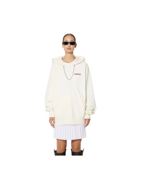 AMBUSH bluza Ballchain Hoodie z kapturem z aplikacją beżowy