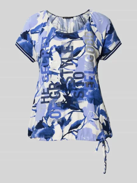T-shirt z mieszanka z trokiem u dołu Betty Barclay niebieska