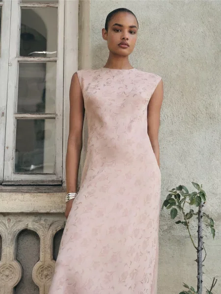 Сукня міді MANGO ліоцелл рожевий