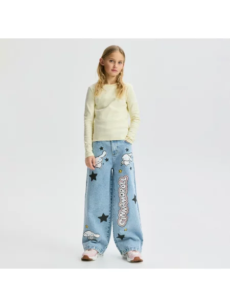 Reserved Super wide leg džíny Cinnamoroll modrá