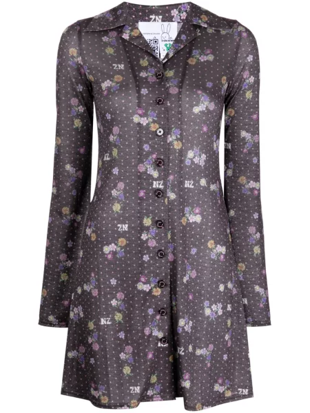 Rochie mini Natasha Zinko cu model floral cu imagine de costum gri