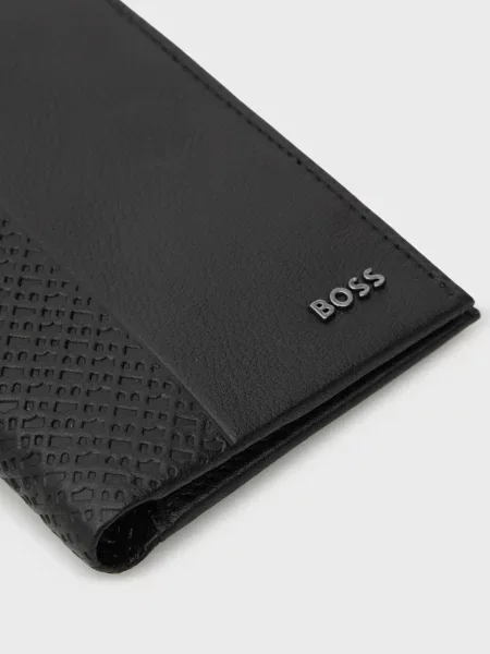 Кожаный кошелек Boss черный
