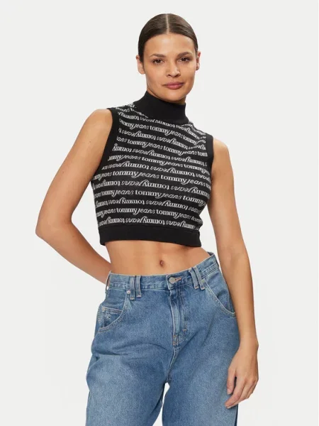 Denim brezrokavnik Tommy Jeans črna