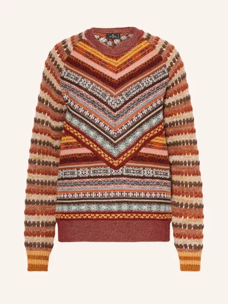 Etro Sweter Z Błyszczącą Przędzą rot żółty