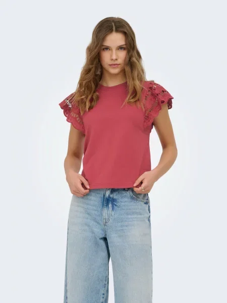 ONLY Tricou ONLMACY ruginiu roșu