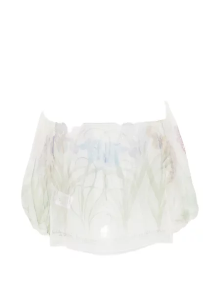 Top Alberta Ferretti de mătase cu model floral alb