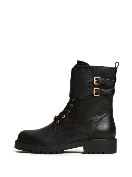 Botine Twinset din piele cu bretele negru