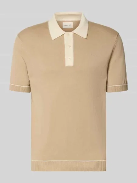 Koszulka polo o kroju slim fit z wyhaftowanym logo Gant beżowe