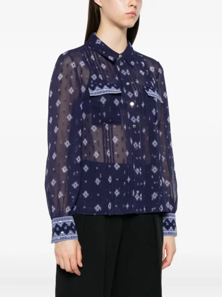 Bluză Self-portrait din șifon albastru