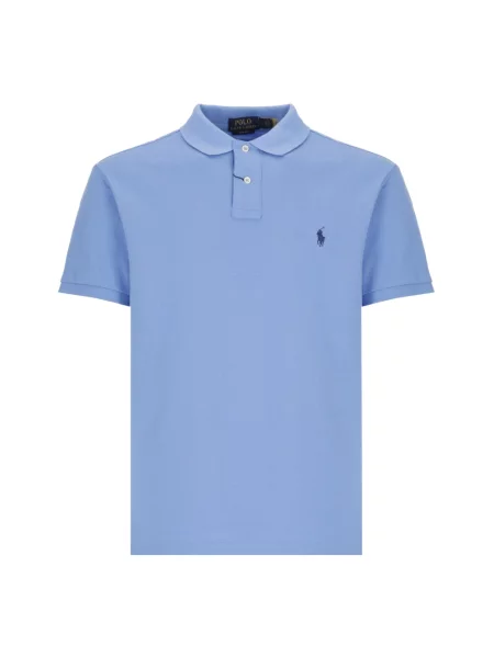 Lniana koszulka polo Polo Ralph Lauren niebieska