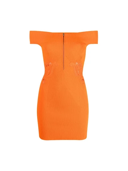 Mała mały sukienka mini Self-portrait z odkrytymi ramionami pomarańczowa