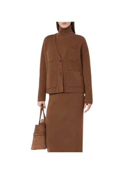 Sweter Max Mara Studio wełniany brązowy