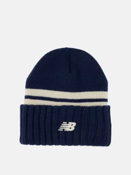 Смугаста трикотажна шапка New Balance синя