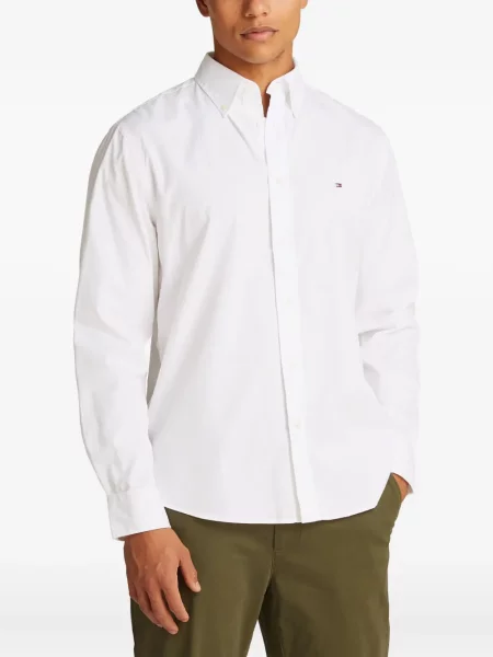 Cămașă Tommy Hilfiger cu mâneci lungi lungă alb