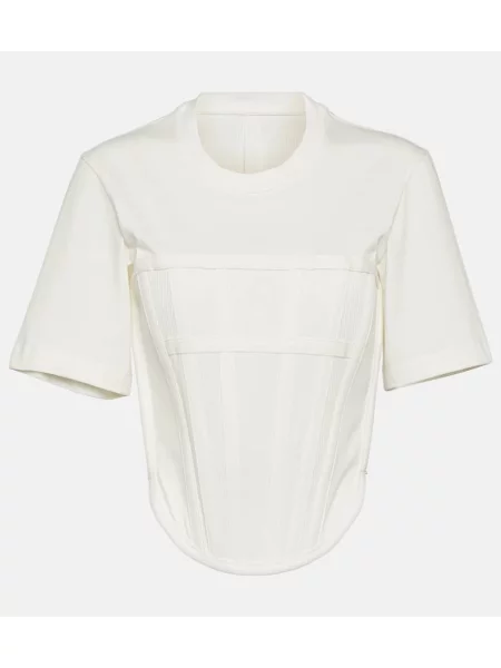 Top Dion Lee z dżerseju z gorsetem biały