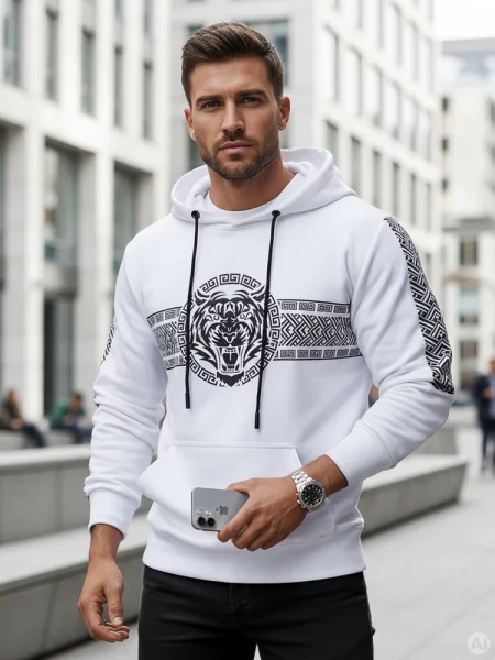 Bluza z kapturem i nadrukiem Dstreet biała