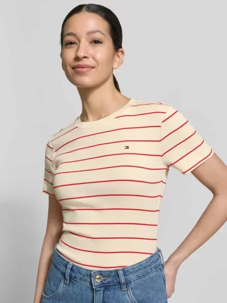 T-shirt z czystej bawełny w kroju slim fit Tommy Hilfiger biała