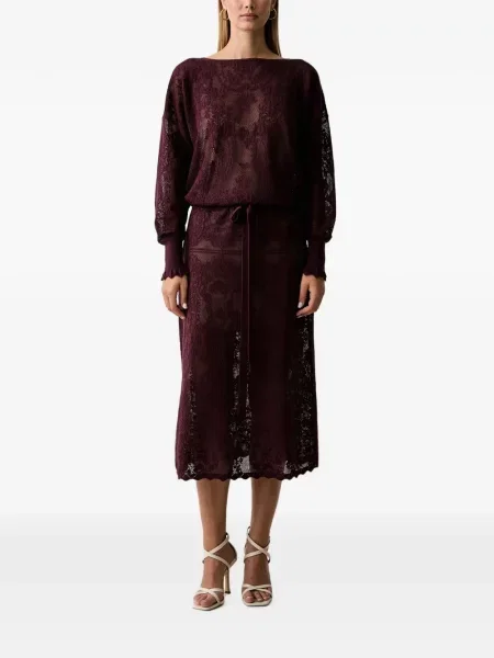 Rochie midi Twinset tricotate cu cordon violet