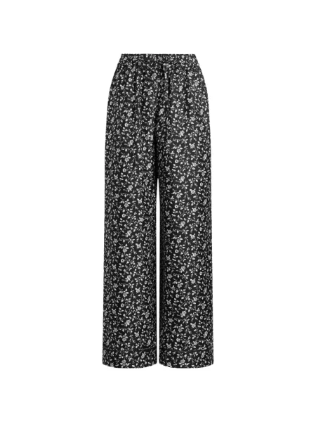 Pantaloni Dolce & Gabbana de mătase cu model floral cu imagine negru