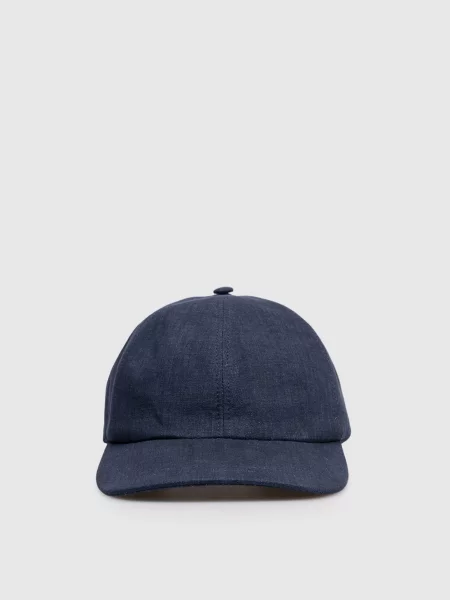 Кепка з льону з логотипом Capobianco синя