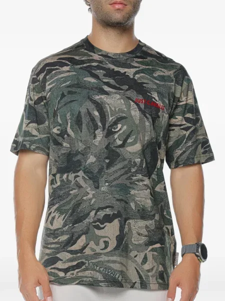 Tricou Just Cavalli cu model camuflaj verde