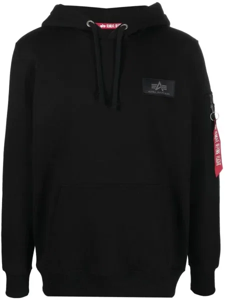 Hanorac cu glugă Alpha Industries cu imagine negru