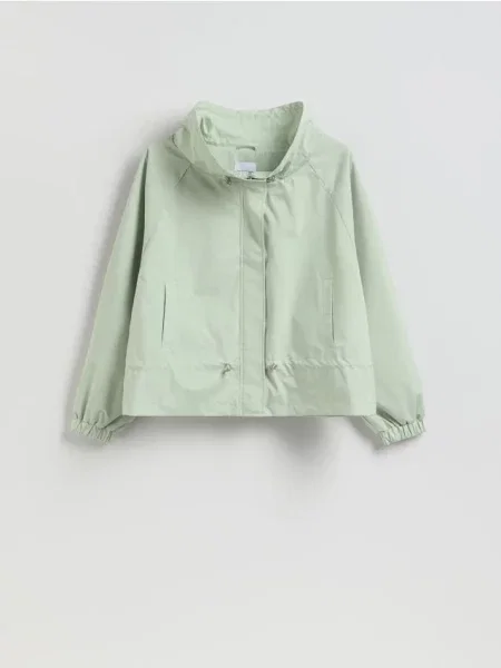 Reserved Krótka parka ze ściągaczami jasnozielony