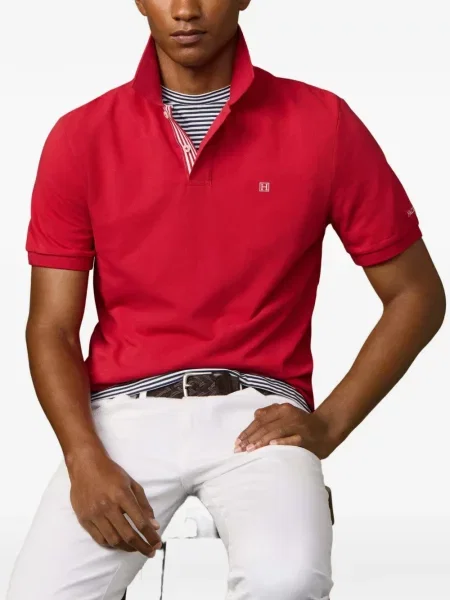 Tricou polo Hackett London cu dungi cu autograf roșu