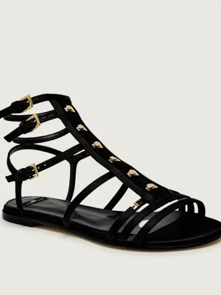 Elisabetta Franchi Sandale cu adaos de piele negru