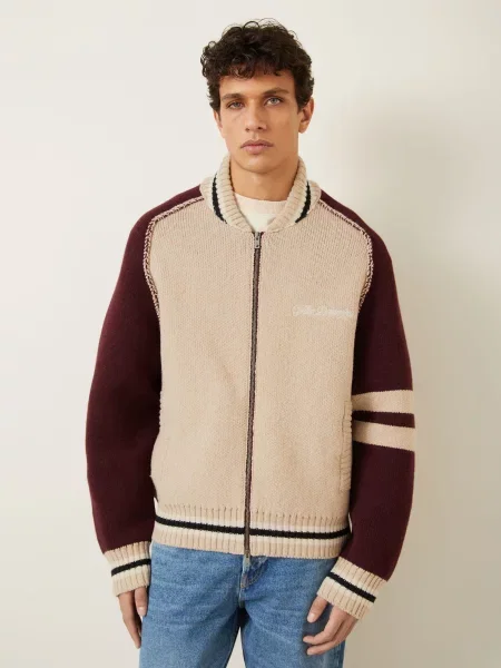 Golden Goose Univerzitní Bunda Journey béžová / tmavě červená černá