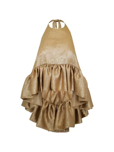 Top Azeeza z falbankami z dekoltem halter złoty