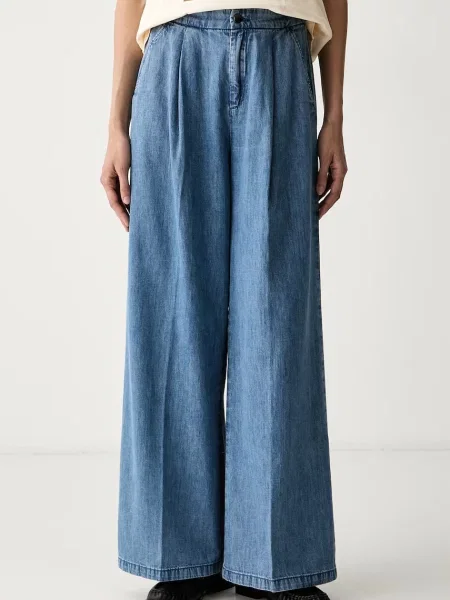 United Colors of Benetton nohavice wide leg dámske modrá