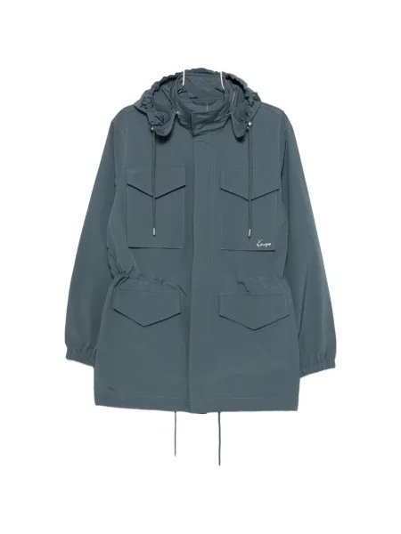 Geacă parka Kenzo cu glugă cu cordon albastru