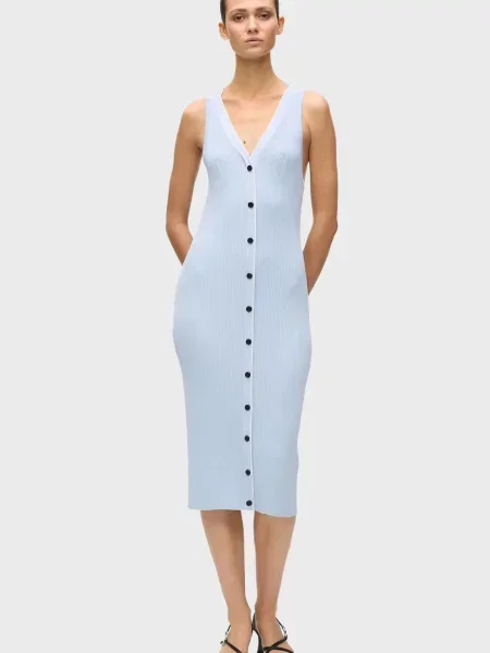 Трикотажна трикотажна сукня Karl Lagerfeld з автографом блакитна