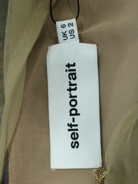 Rochie midi Self-portrait cu dungi plasă până la genunchi albastru