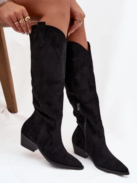 Semišové kozačky Boto černé