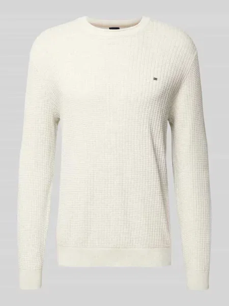 Sweter z dzianiny z detalem z logo Christian Berg Men biały