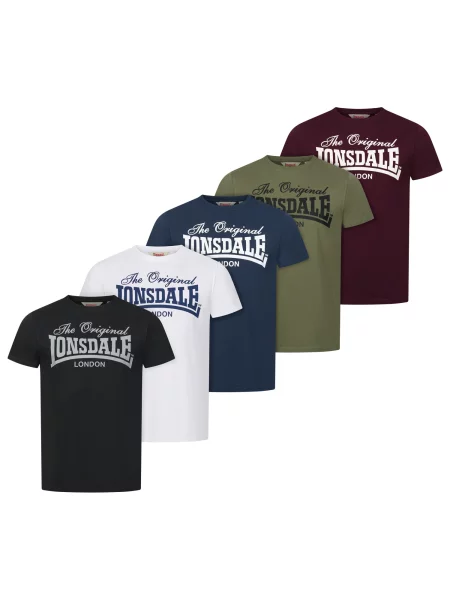 LONSDALE Tricou Fittonhill safir / oliv / ciclam / negru alb