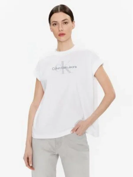 Calvin Klein Jeans Tricou | Relaxed fit alb