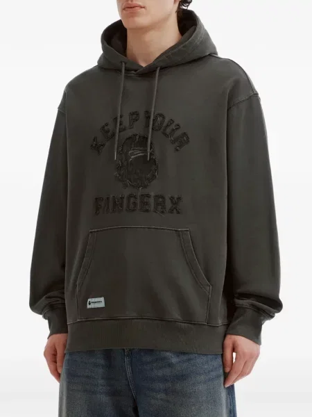 Hanorac cu glugă Fingercroxx cu broderie gri