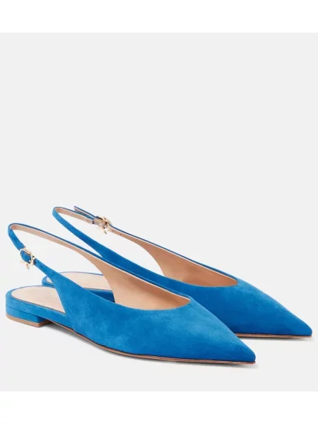 Balerini Gianvito Rossi din piele de căprioară slingback albastru